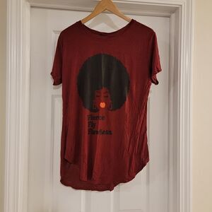 Fierce Fly Flawless Lady with Afro Graphic Tee maroon 2x